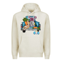 Oatmeal Heather easter truck with gnome and rabbit Premium Hoodie - AdoDesignShop