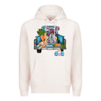 Pale Pink easter truck with gnome and rabbit Premium Hoodie - AdoDesignShop