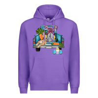 Purple easter truck with gnome and rabbit Premium Hoodie - AdoDesignShop