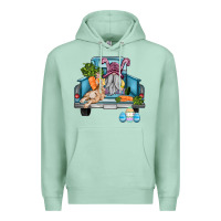 Seafoam easter truck with gnome and rabbit Premium Hoodie - AdoDesignShop