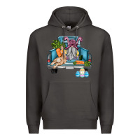 Smoke easter truck with gnome and rabbit Premium Hoodie - AdoDesignShop