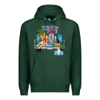 Sports Green easter truck with gnome and rabbit Premium Hoodie - AdoDesignShop