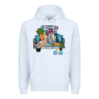 White easter truck with gnome and rabbit Premium Hoodie - AdoDesignShop