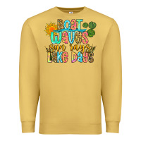 Antique Gold boat waves sun rays lake days Premium Sweatshirt - Zillion Design Studio
