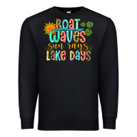 Black boat waves sun rays lake days Premium Sweatshirt - Zillion Design Studio