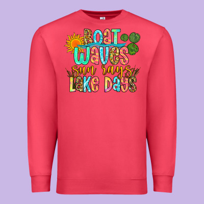 Boat Waves Sun Rays Lake Days Premium Sweatshirt Designed By Zillion Design Studio
