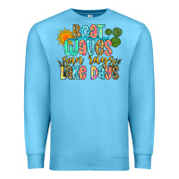 Ocean Blue boat waves sun rays lake days Premium Sweatshirt - Zillion Design Studio