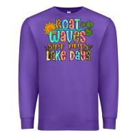 Purple boat waves sun rays lake days Premium Sweatshirt - Zillion Design Studio