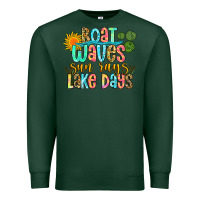 Sports Green boat waves sun rays lake days Premium Sweatshirt - Zillion Design Studio