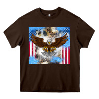 Chocolate Brown America Eagle Heavy Core Tee - CowhideDigitalArt