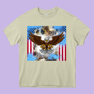 America Eagle Heavy Core Tee Designed By Cowhidedigitalart