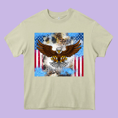 America Eagle Heavy Core Tee Designed By Cowhidedigitalart
