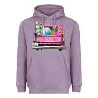 Lavender summer pink truck beach Heavyweight Hoodie - texasbilliewilder