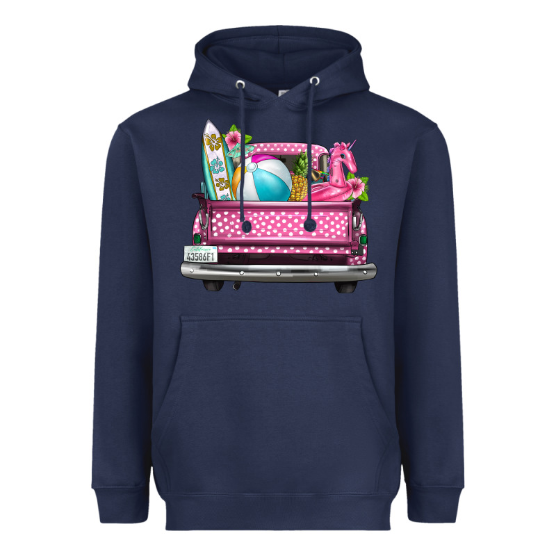 Summer Pink Truck Beach Heavyweight Hoodie by texasbilliewilder | Teevron