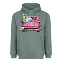 Sage summer pink truck beach Heavyweight Hoodie - texasbilliewilder