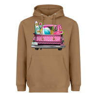 Toasted Coconut summer pink truck beach Heavyweight Hoodie - texasbilliewilder