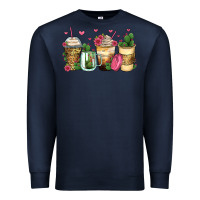 Navy cactus coffee cups Premium Sweatshirt - Zillion Design Studio