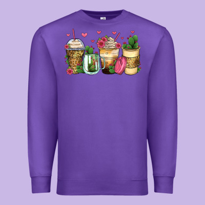 Cactus Coffee Cups Premium Sweatshirt Designed By Zillion Design Studio