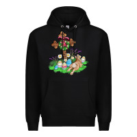 Black religious easter bunny cross Premium Hoodie - AdoDesignShop
