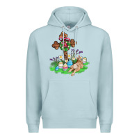 Blue Mist religious easter bunny cross Premium Hoodie - AdoDesignShop