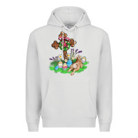 Dove Grey religious easter bunny cross Premium Hoodie - AdoDesignShop