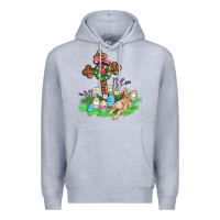 Heather Grey religious easter bunny cross Premium Hoodie - AdoDesignShop