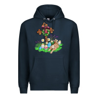Navy religious easter bunny cross Premium Hoodie - AdoDesignShop