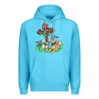Ocean Blue religious easter bunny cross Premium Hoodie - AdoDesignShop