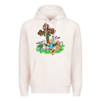 Pale Pink religious easter bunny cross Premium Hoodie - AdoDesignShop