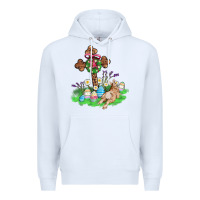 White religious easter bunny cross Premium Hoodie - AdoDesignShop