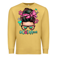 Antique Gold cat mom messy bun Premium Sweatshirt - Zillion Design Studio