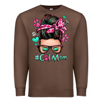 Chestnut cat mom messy bun Premium Sweatshirt - Zillion Design Studio