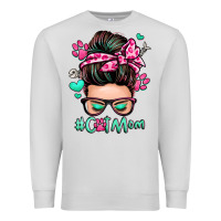 Dove Grey cat mom messy bun Premium Sweatshirt - Zillion Design Studio