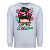 Heather Grey cat mom messy bun Premium Sweatshirt - Zillion Design Studio