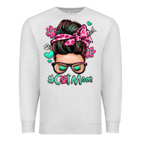 Oatmeal Heather cat mom messy bun Premium Sweatshirt - Zillion Design Studio