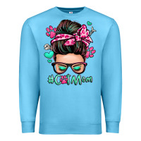 Ocean Blue cat mom messy bun Premium Sweatshirt - Zillion Design Studio