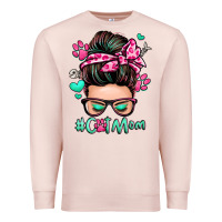 Pale Pink cat mom messy bun Premium Sweatshirt - Zillion Design Studio