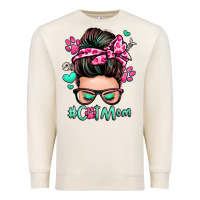 Sandshell cat mom messy bun Premium Sweatshirt - Zillion Design Studio