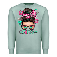 Seafoam cat mom messy bun Premium Sweatshirt - Zillion Design Studio