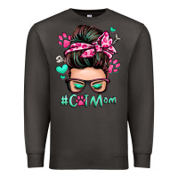 Smoke cat mom messy bun Premium Sweatshirt - Zillion Design Studio