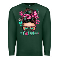 Sports Green cat mom messy bun Premium Sweatshirt - Zillion Design Studio