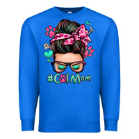 True Royal cat mom messy bun Premium Sweatshirt - Zillion Design Studio
