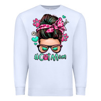 White cat mom messy bun Premium Sweatshirt - Zillion Design Studio
