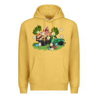 Antique Gold easter truck with bunny Premium Hoodie - AdoDesignShop