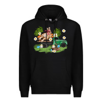 Black easter truck with bunny Premium Hoodie - AdoDesignShop
