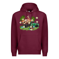 Burgundy easter truck with bunny Premium Hoodie - AdoDesignShop