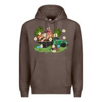 Coffee easter truck with bunny Premium Hoodie - AdoDesignShop