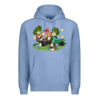 Colony Blue easter truck with bunny Premium Hoodie - AdoDesignShop
