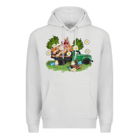 Dove Grey easter truck with bunny Premium Hoodie - AdoDesignShop