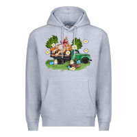 Heather Grey easter truck with bunny Premium Hoodie - AdoDesignShop